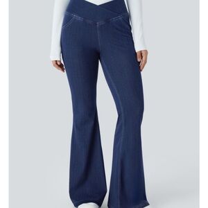 HALARA Flex™ Denim Flare Jeans Gloomy Blue High Waisted Stretch Size Large